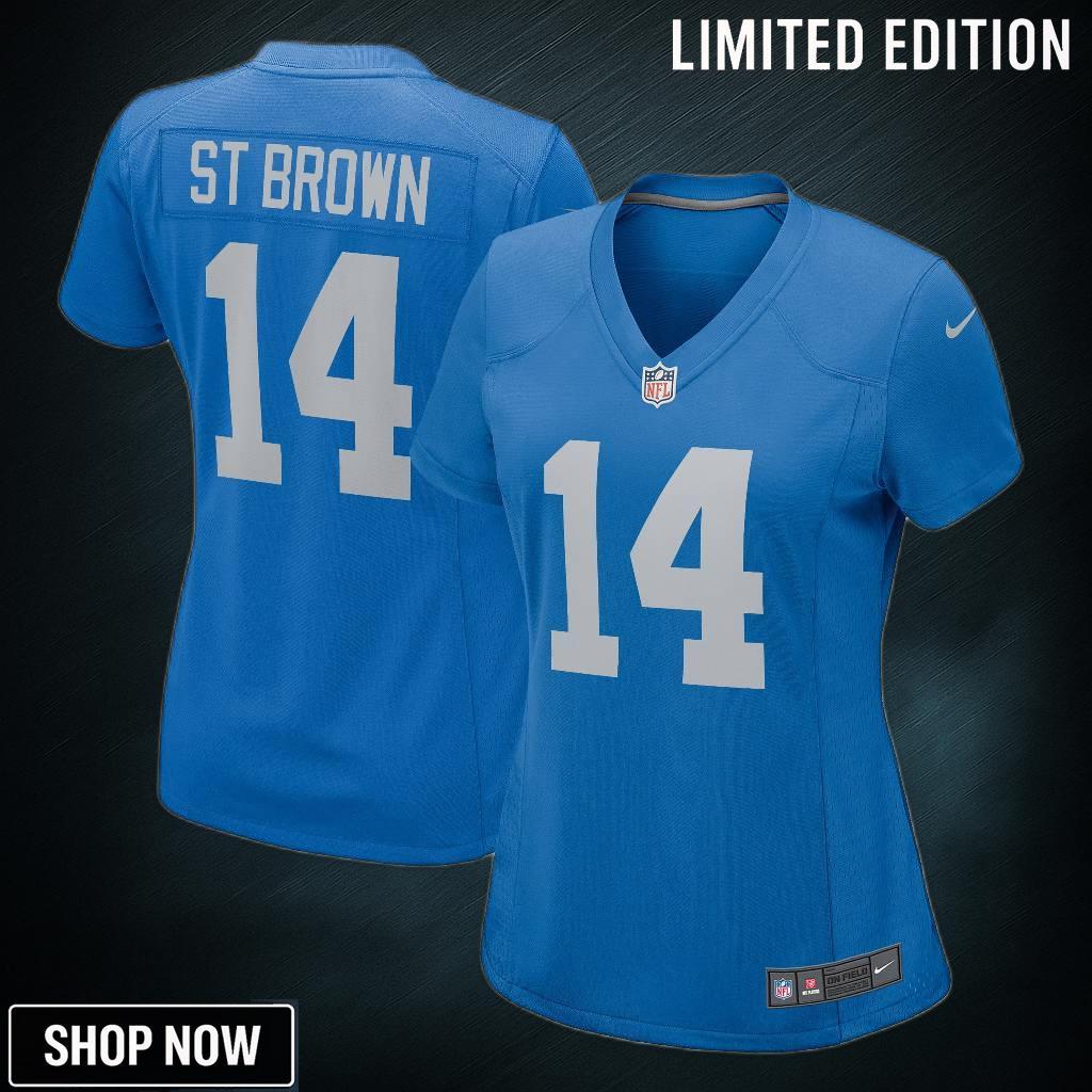 Amon Ra St Brown Detroit Lions Womens Player Game Jersey Blue Nfl