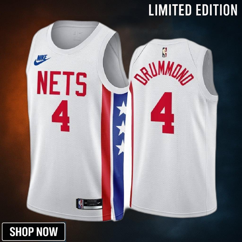 Andre Drummond -23 Brooklyn Nets White 4 Classic Edition Jersey - Men