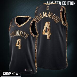 Andre Drummond 4 Brooklyn Nets Python Skin Black Jersey Trade - Men