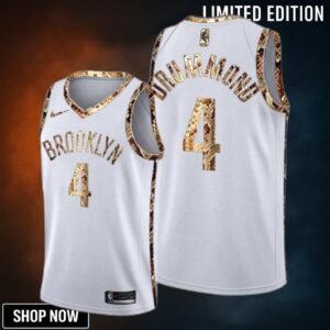 Andre Drummond 4 Brooklyn Nets Python Skin White Jersey New Number - Men