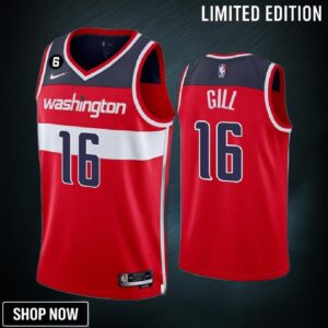 Anthony Gill 16 Washington Wizards -23 Icon Edition Red Men Jersey
