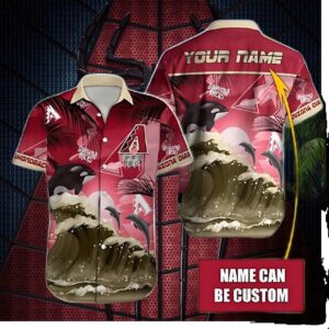 Arizona Diamondbacks Dolphins Ocean Waves Hawaiian Shirt