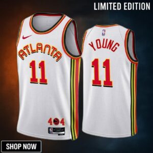 Atlanta Hawks 11 Trae Young -23 Association Edition White Jersey - Men