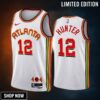 Atlanta Hawks 12 De'andre Hunter -23 Association Edition White Jersey - Men