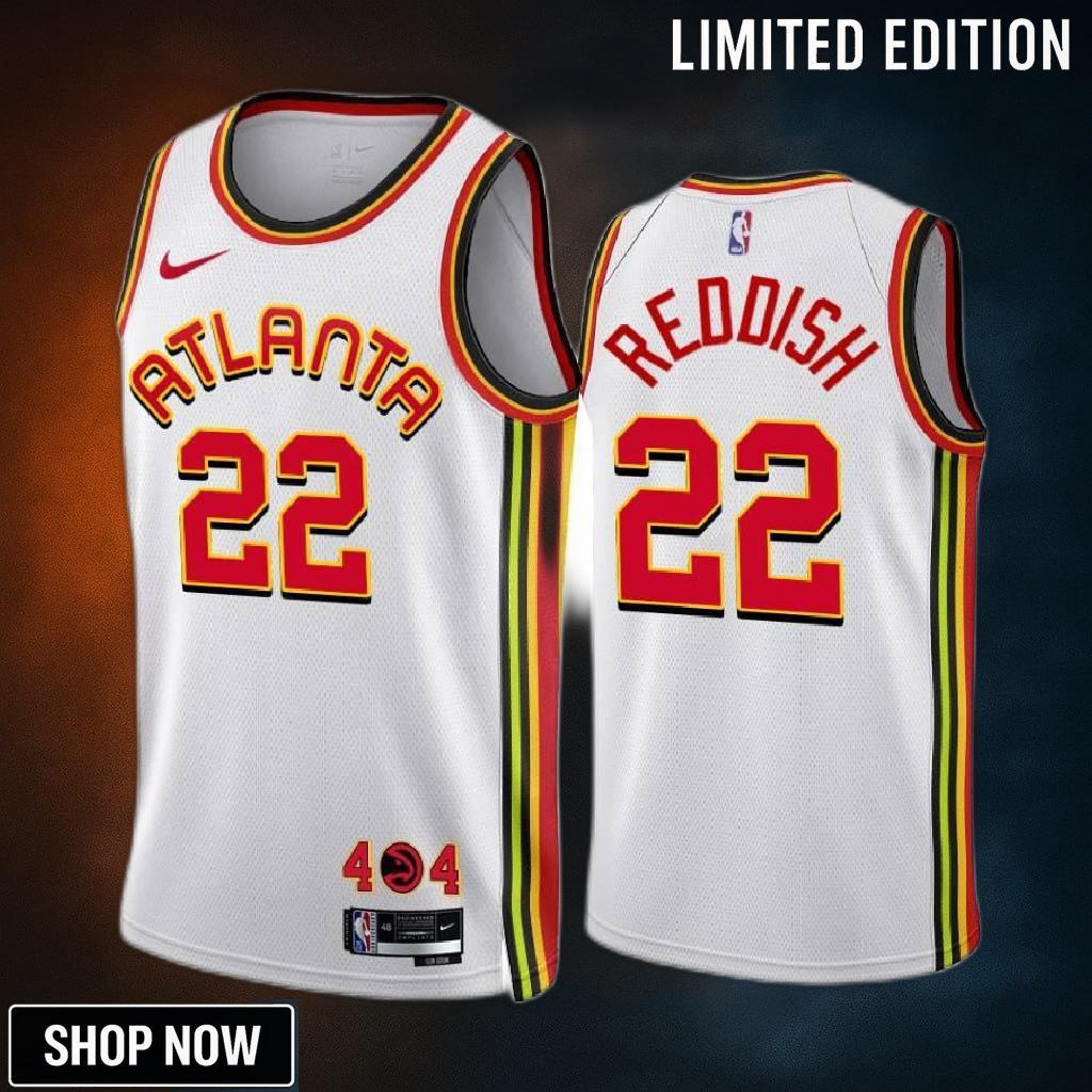 Atlanta Hawks 22 Cam Reddish -23 Association Edition White Jersey - Men