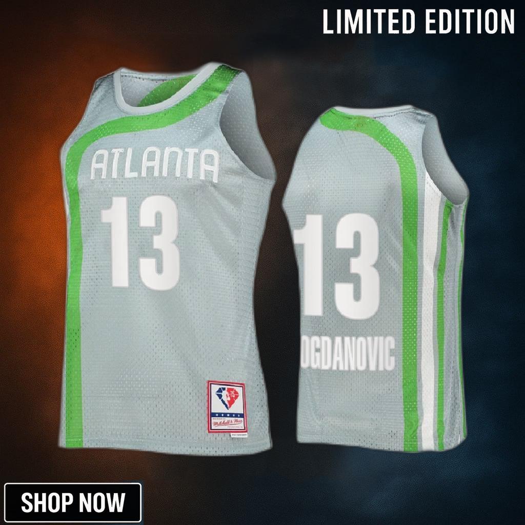 Atlanta Hawks Bogdan Bogdanovic 13 Hardwood Classics Sliver 75th Jersey