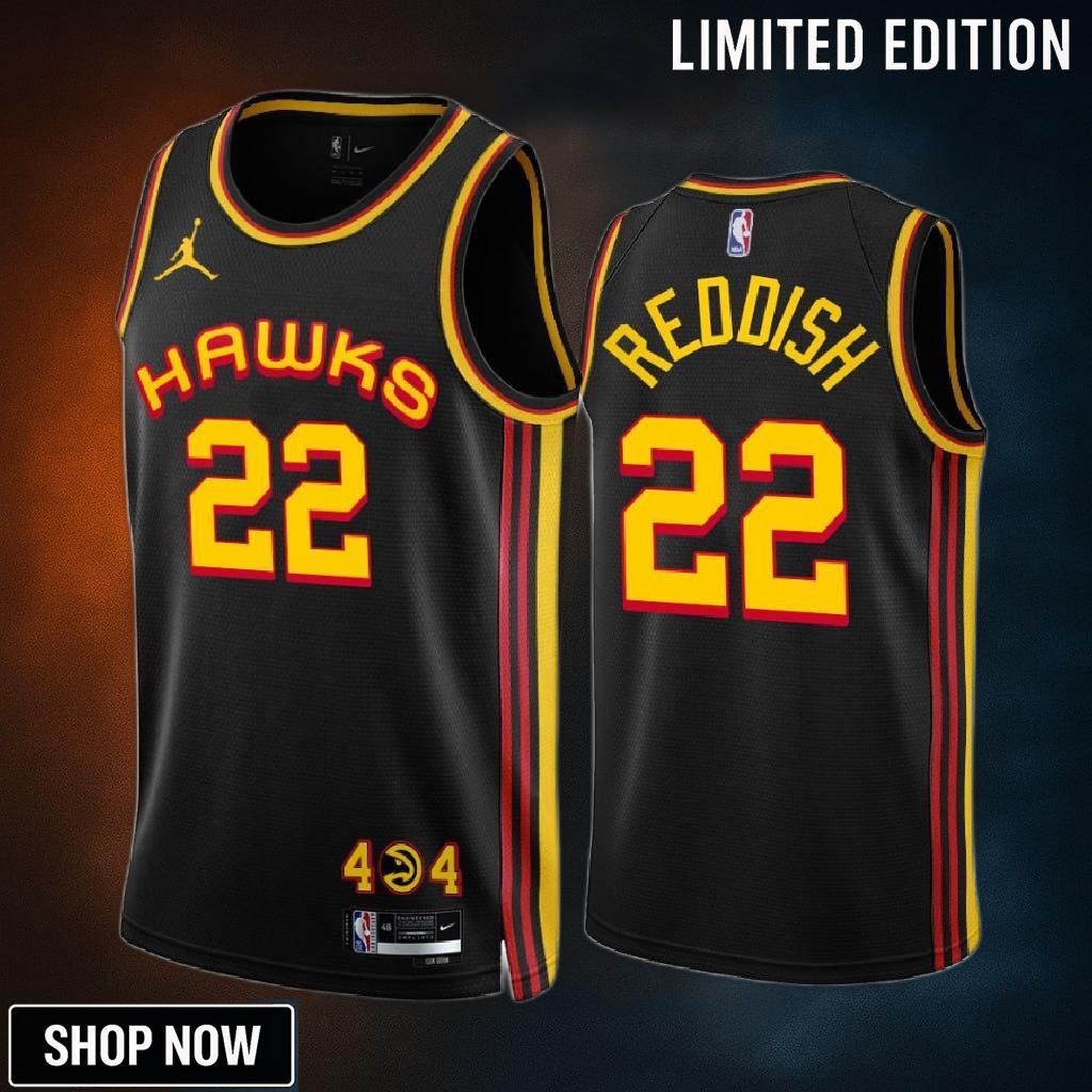 Atlanta Hawks Cam Reddish 22 -23 Black Statement Edition Jersey