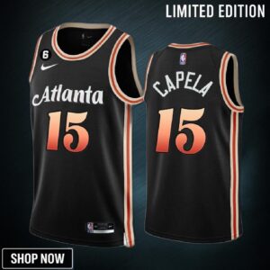 Atlanta Hawks Clint Capela 15 -23 City Edition Black Men Jersey No.6 Patch