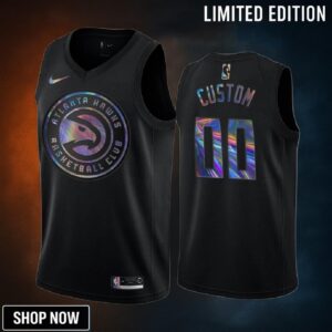 Atlanta Hawks Custom 00 Jersey Iridescent Holographic Black Limited Edition