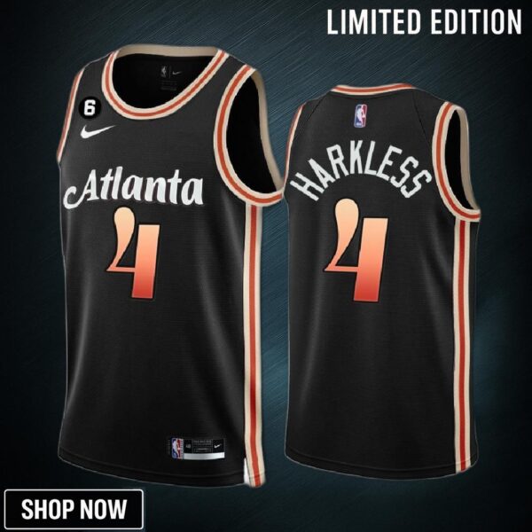 Atlanta Hawks Maurice Harkless 4 -23 City Edition Black Men Jersey Swingman