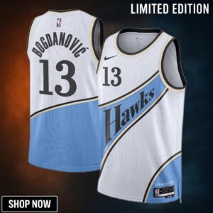 Atlanta Hawks Nike City Edition Swingman Jersey - White Bogdan Bogdanovic Unisex