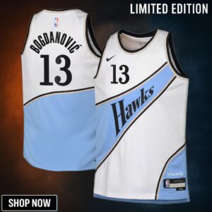 Atlanta Hawks Nike City Edition Swingman Jersey - White Bogdan Bogdanovic Youth