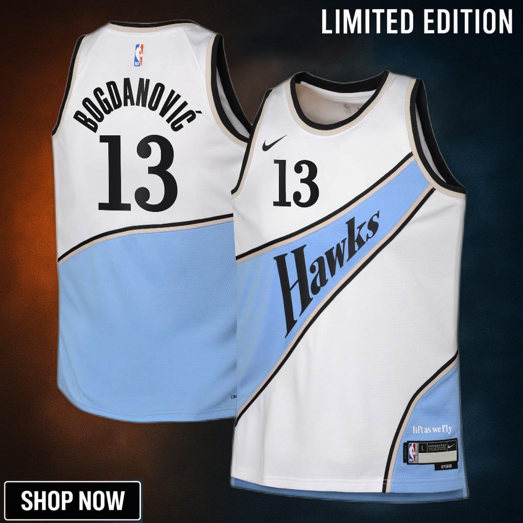 Atlanta Hawks Nike City Edition Swingman Jersey - White Bogdan Bogdanovic Youth