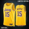 Austin Reaves 15 -23 Los Angeles Lakers Gold Icon Edition Jersey Swingman