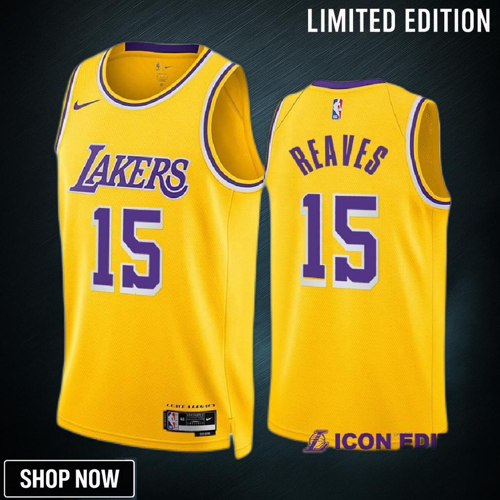 Austin Reaves 15 -23 Los Angeles Lakers Gold Icon Edition Jersey Swingman