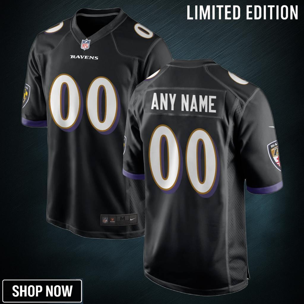 Baltimore Ravens Alternate Custom Game Jersey Black Jerseys Nfl