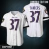 Baltimore Ravens Deion Sanders #37 Nfl Great Player White 100th Season 3D Designed Allover Gift For Fans Baseball Jersey
