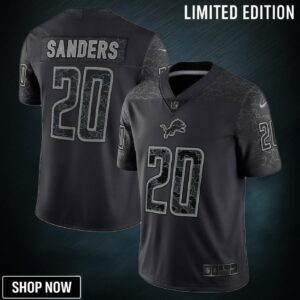 Barry Sanders 20 Detroit Lions Retired Player Rflctv Limited Jersey - Black