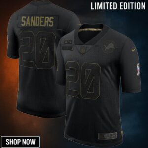 Barry Sanders Detroit Lions 2020 Salute To Service Retired Limited Jersey - Black