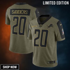 Barry Sanders Detroit Lions 2021 Salute To Service Retired Player Limited Jersey - Olive Nfl