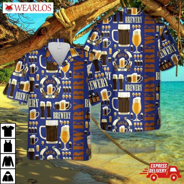 Beer Brewery Glasses Hawaiian Shirt