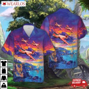 Belgian Air Force Red Devils Hawker Hunter F6 Jet Fighter Hawaiian Shirt