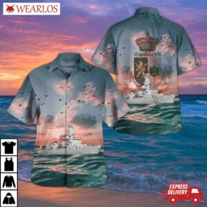 Belgian Navy Leopold I (f930) Karel Doorman-class Frigate Hawaiian Shirt