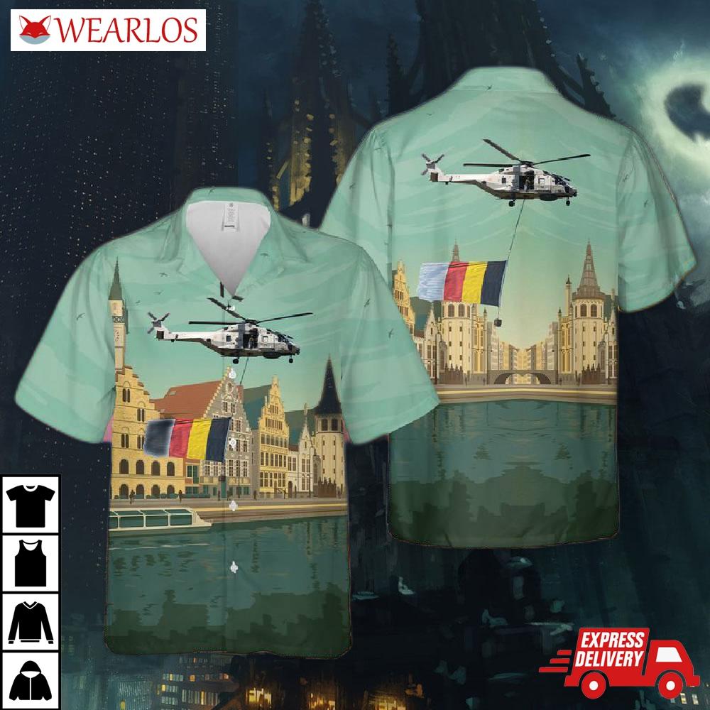 Belgium, Belgian Navy Nh Industries Nh-90nfh Hawaiian Shirt