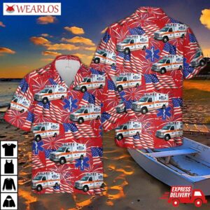 Bell Ambulance, Milwaukee, Wisconsin, 4th Of July Hawaiian Shirt