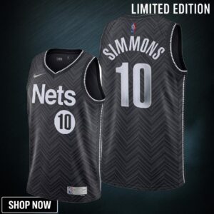 Ben Simmons 10 Brooklyn Nets Earned Edition Black Jersey Diamond Badge - Men