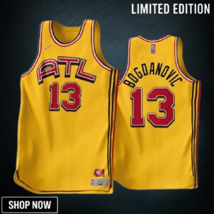 Bogdan Bogdanovic 13 -23 Atlanta Hawks Gold Earned Edition Jersey