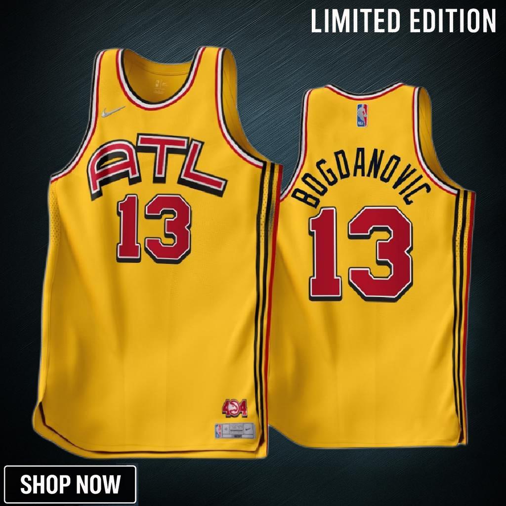 Bogdan Bogdanovic 13 -23 Atlanta Hawks Gold Earned Edition Jersey