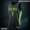 Boston Celtics Nike City Edition Swingman Jersey - Black Jaylen Brown Unisex