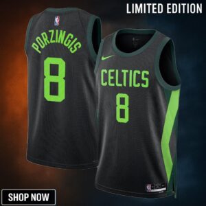 Boston Celtics Nike City Edition Swingman Jersey - Black Kristaps Porzingis Unisex