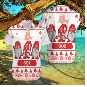 Boston Red Sox Christmas Gnomes Festive Hawaiian Shirt