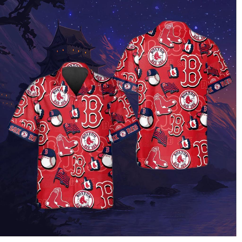 Boston Red Sox Classic Logo Collage Hawaiian Shirt