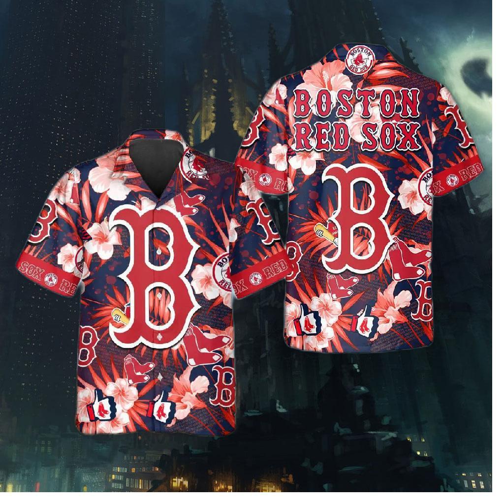 Boston Red Sox Floral Logo Hawaiian Shirt