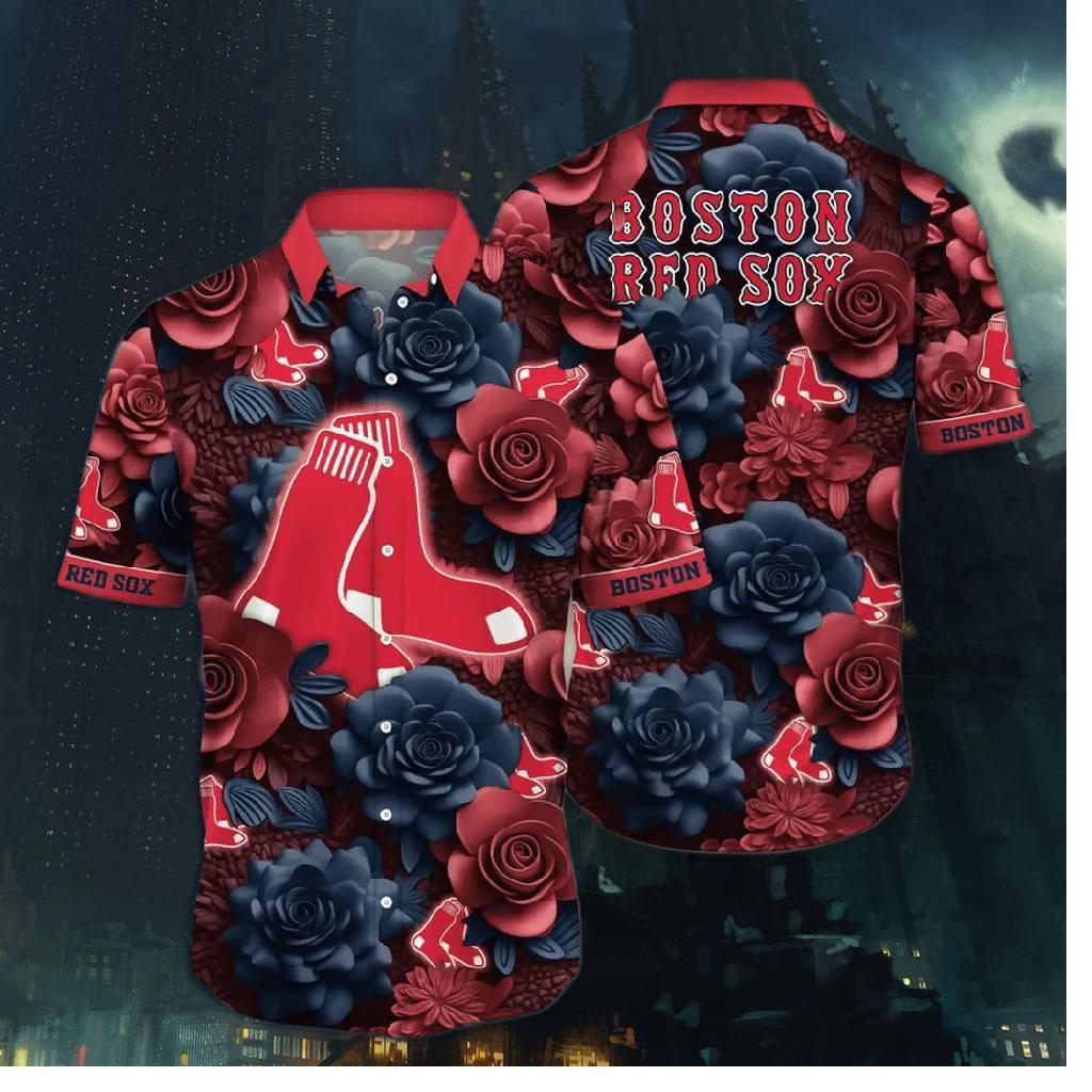Boston Red Sox Midnight Rose Hawaiian Shirt