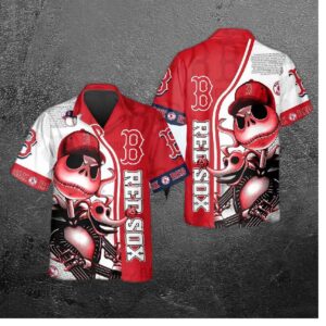 Boston Red Sox Skeleton Style Hawaiian Shirt