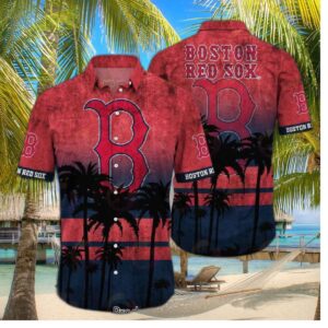 Boston Red Sox Sunset Palms Hawaiian Shirt