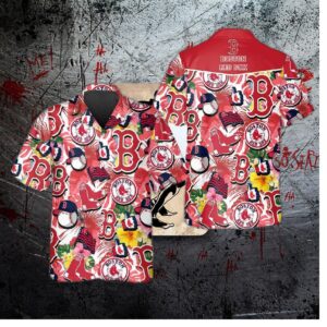 Boston Red Sox Tropical Logo Collage Hawaiian Shirt