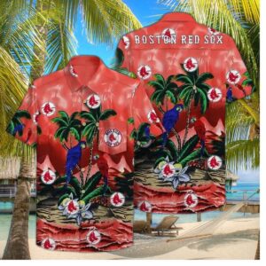Boston Red Sox Tropical Paradise Parrot Hawaiian Shirt