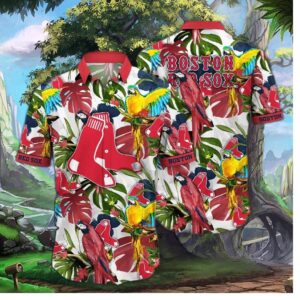 Boston Red Sox Tropical Parrot Hawaiian Shirt