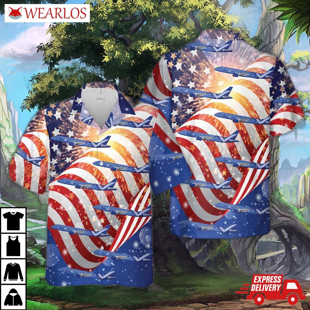 Breeze Airways A220-300, 4th Of July Hawaiian Shirt