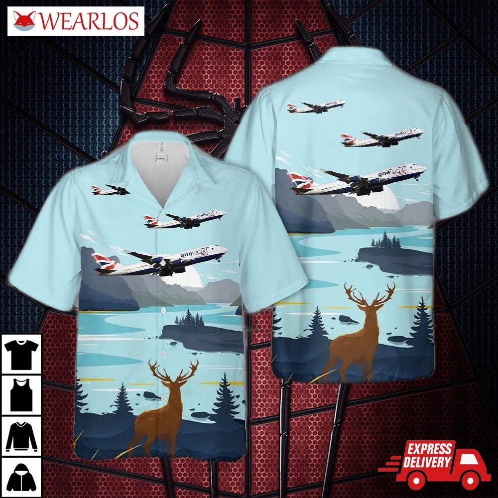 British Airways Oneworld Boeing 747-436 G-civp Hawaiian Shirt