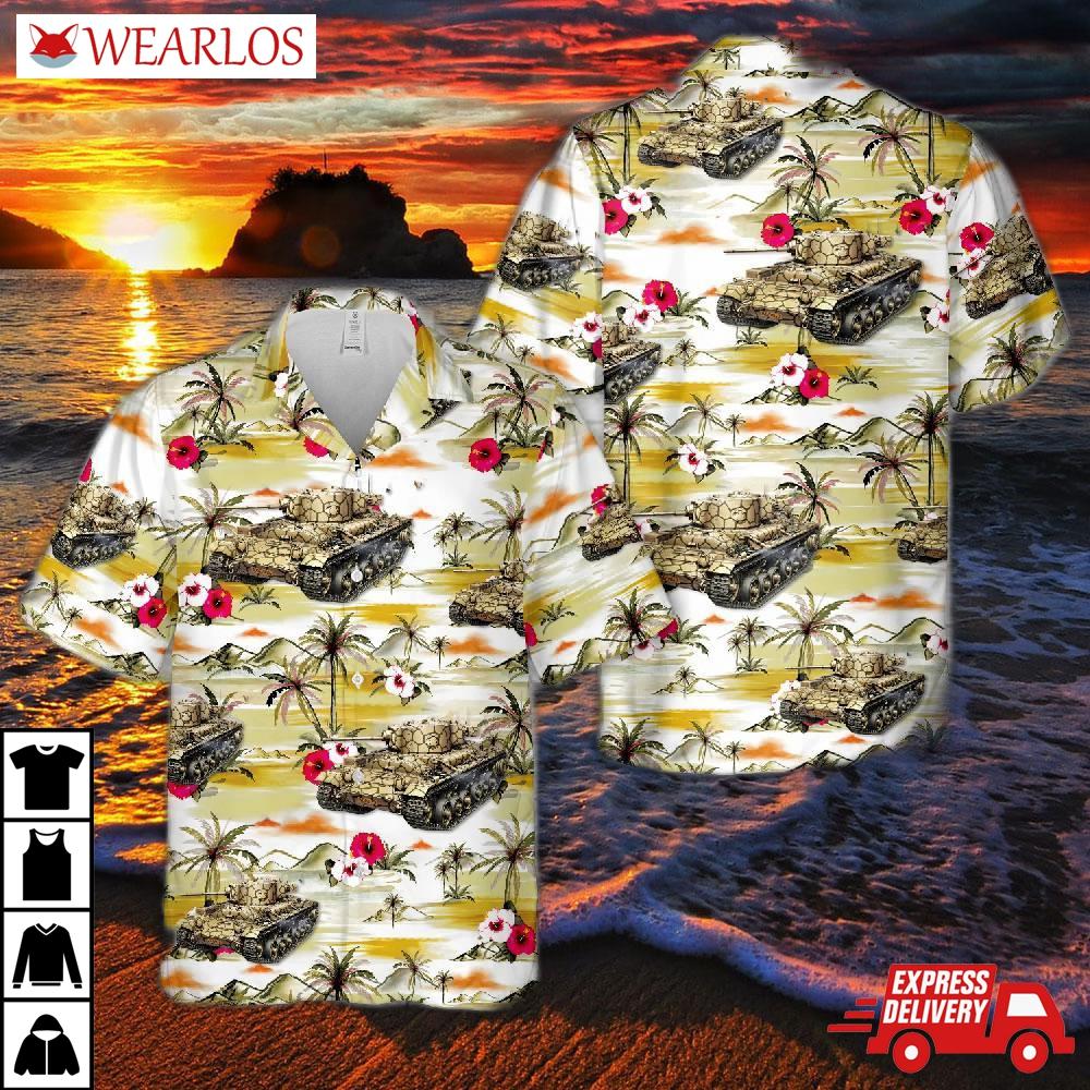 British Army Tank Mk. 3D Valentine V In Ww2 Hawaiian Shirt