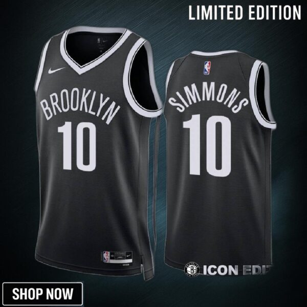 Brooklyn Nets Icon Edition Ben Simmons 10 Black Jersey -23 Swingman