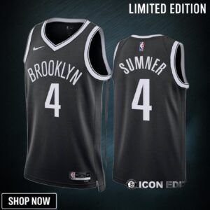 Brooklyn Nets Icon Edition Edmond Sumner 4 Black Jersey -23 Swingman