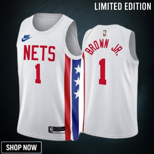 Bruce Brown Jr. -23 Brooklyn Nets White 1 Classic Edition Jersey - Men