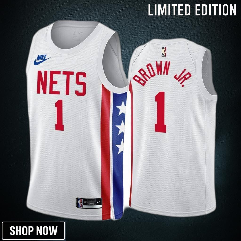 Bruce Brown Jr. -23 Brooklyn Nets White 1 Classic Edition Jersey - Men